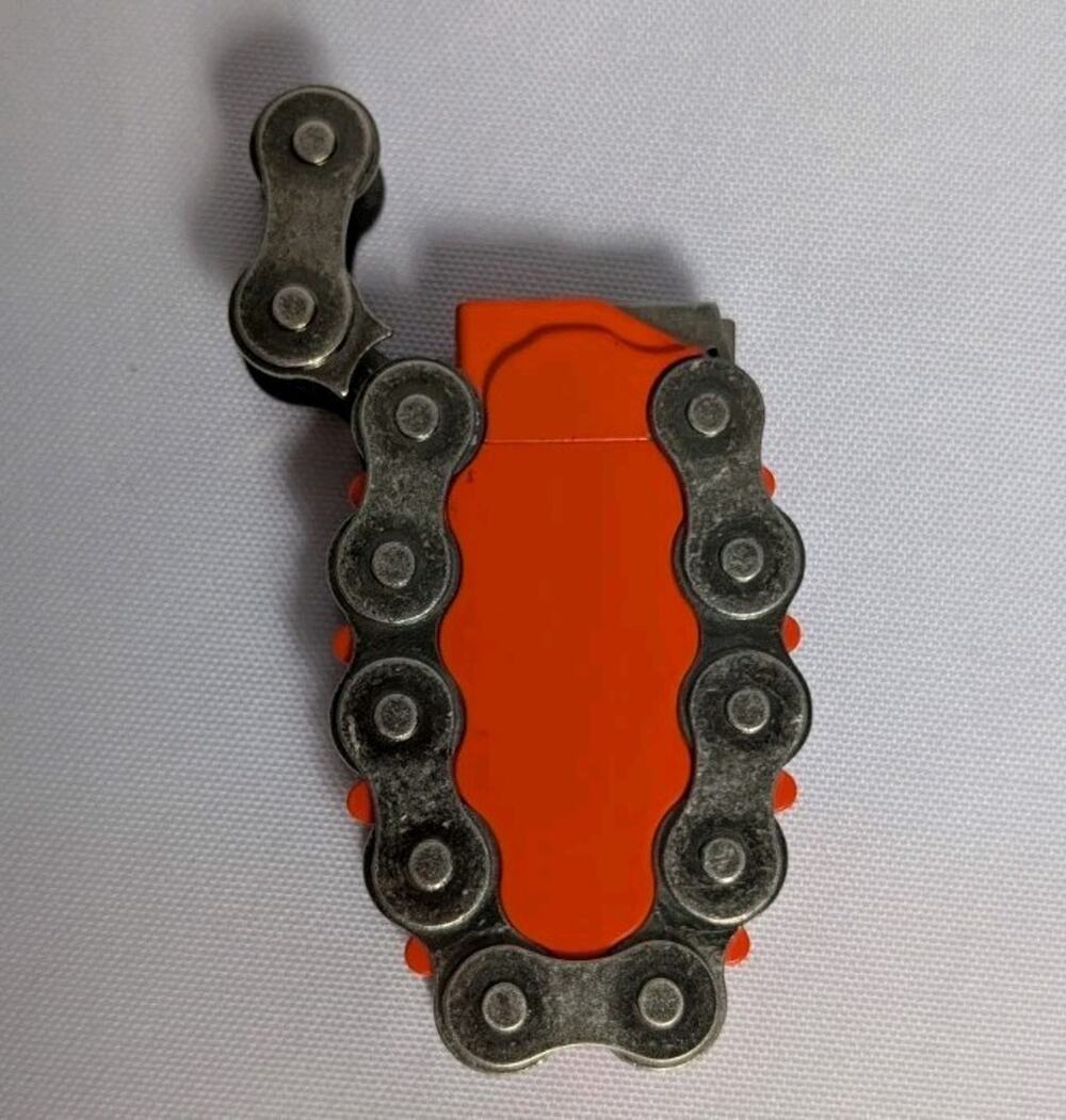 Vtg Harley Davidson Style Motorcycle Bike Chain Link Butane Refillable Lighter